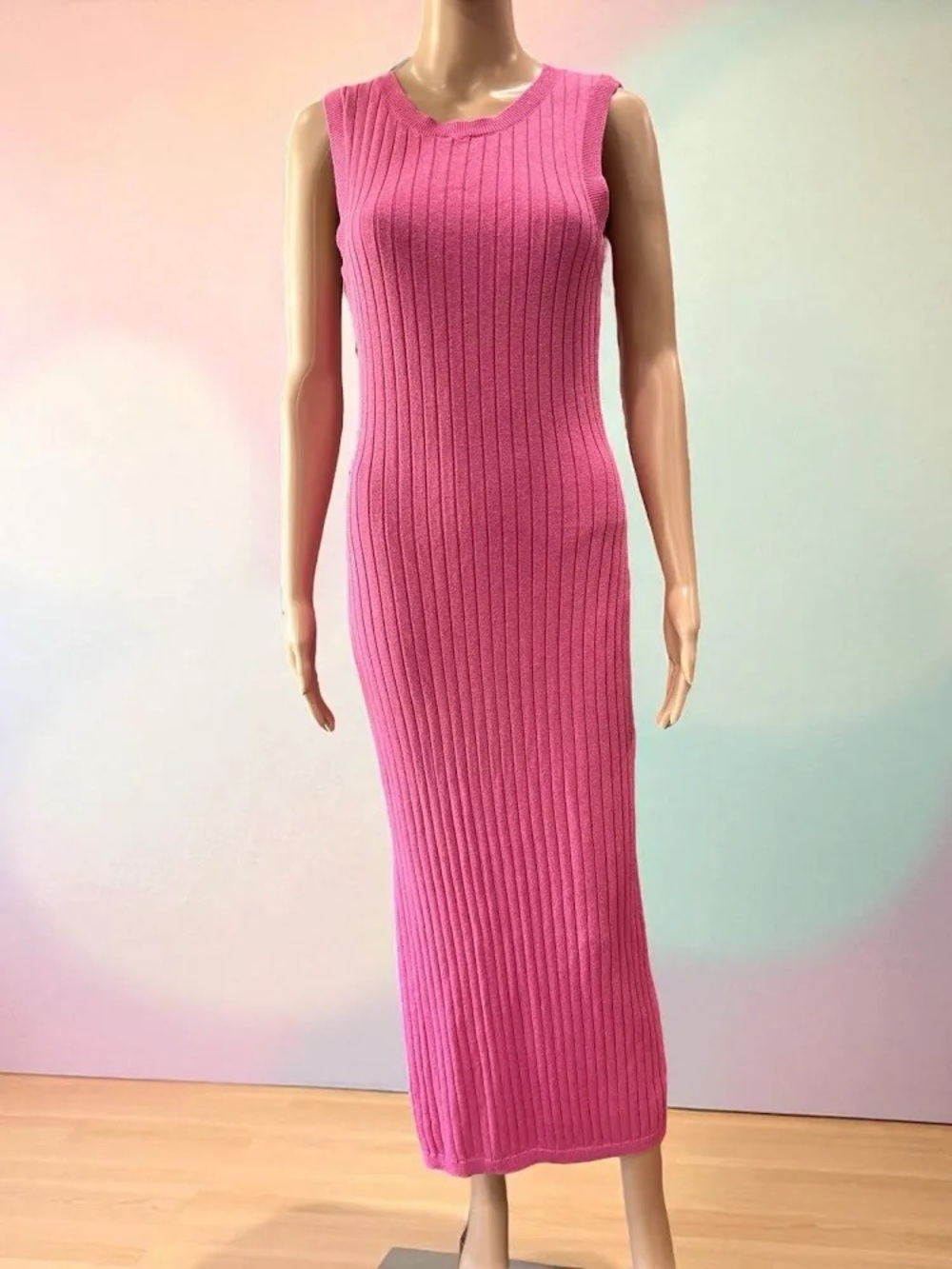 House of Harlow 1960 Knit Open Back Metallic Pink Maxi Dress
